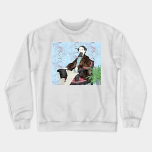 Charles Dickens in Marbled Bookbinding Paper Crewneck Sweatshirt